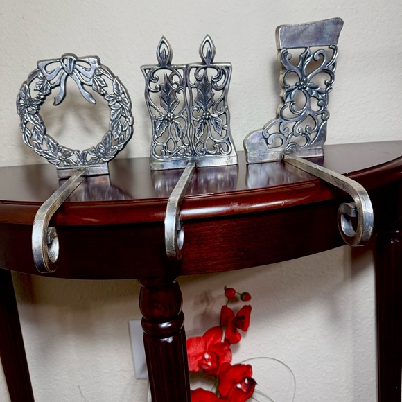 Other - Silver toned Christmas Stocking Holders Set of 3